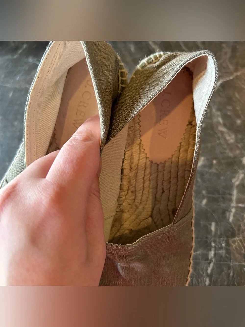J. Crew Made-in-Spain Espadrille Flats in Linen Rich Olive Women’s Size 8
